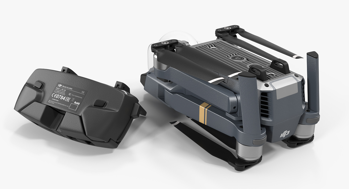 DJI Mavic Pro Quadcopter with Remote Controller Rigged 3D model
