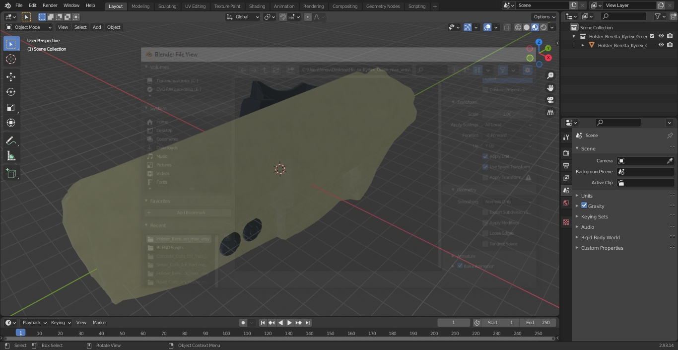 Holster Beretta Kydex Green 3D