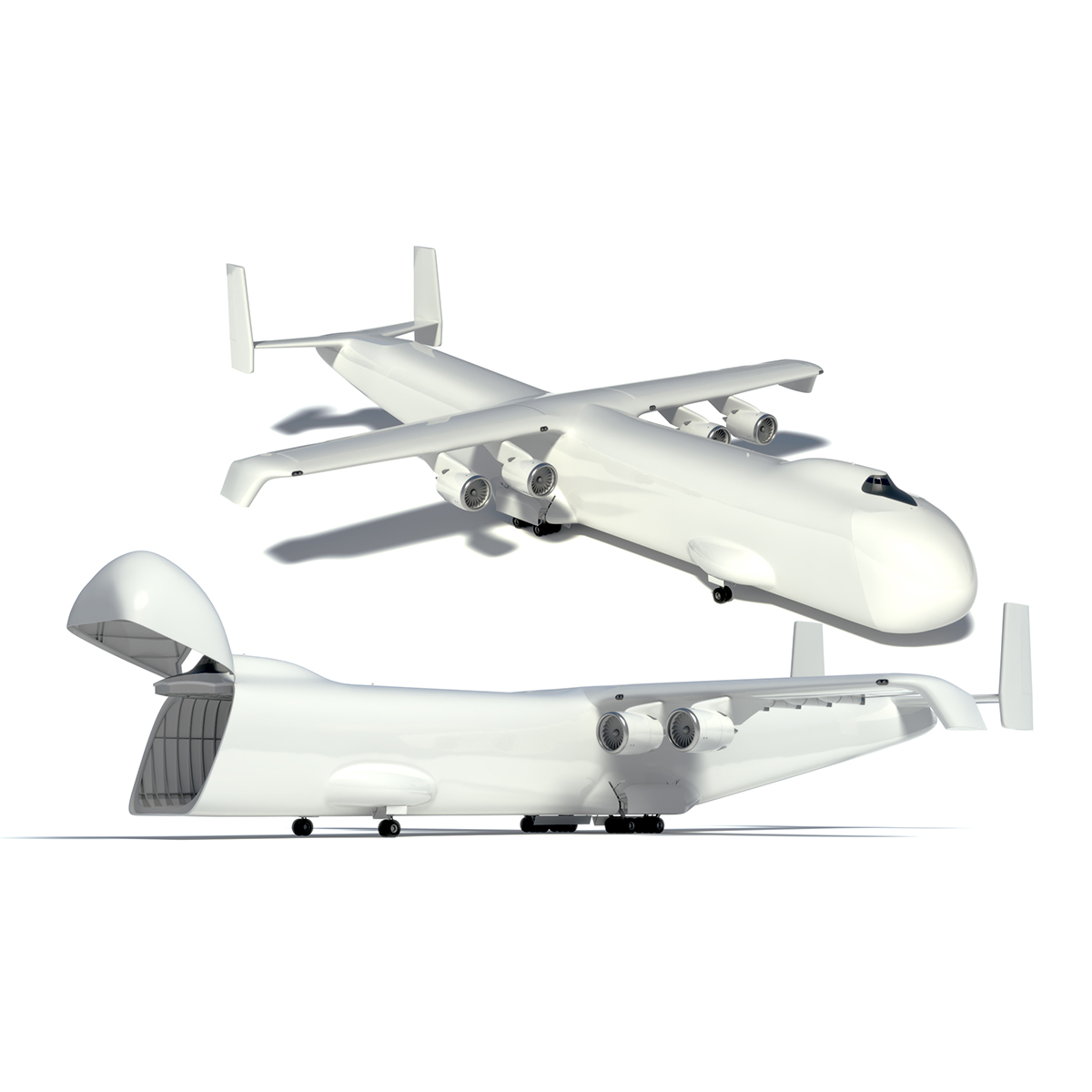 3D Giant Cargo Plane Rigged for Cinema 4D model