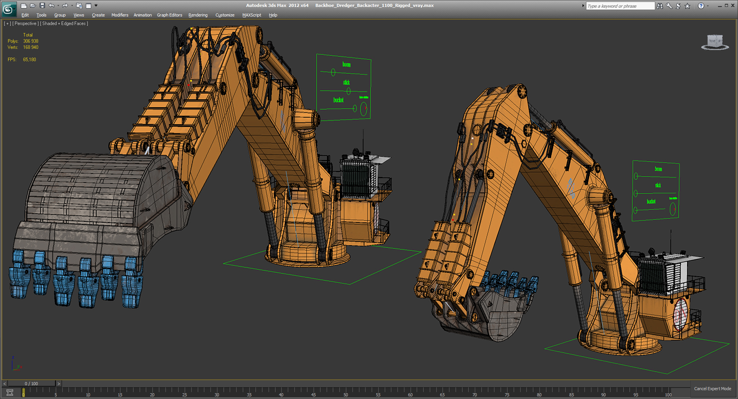 Backhoe Dredger Backacter 1100 Rigged 3D