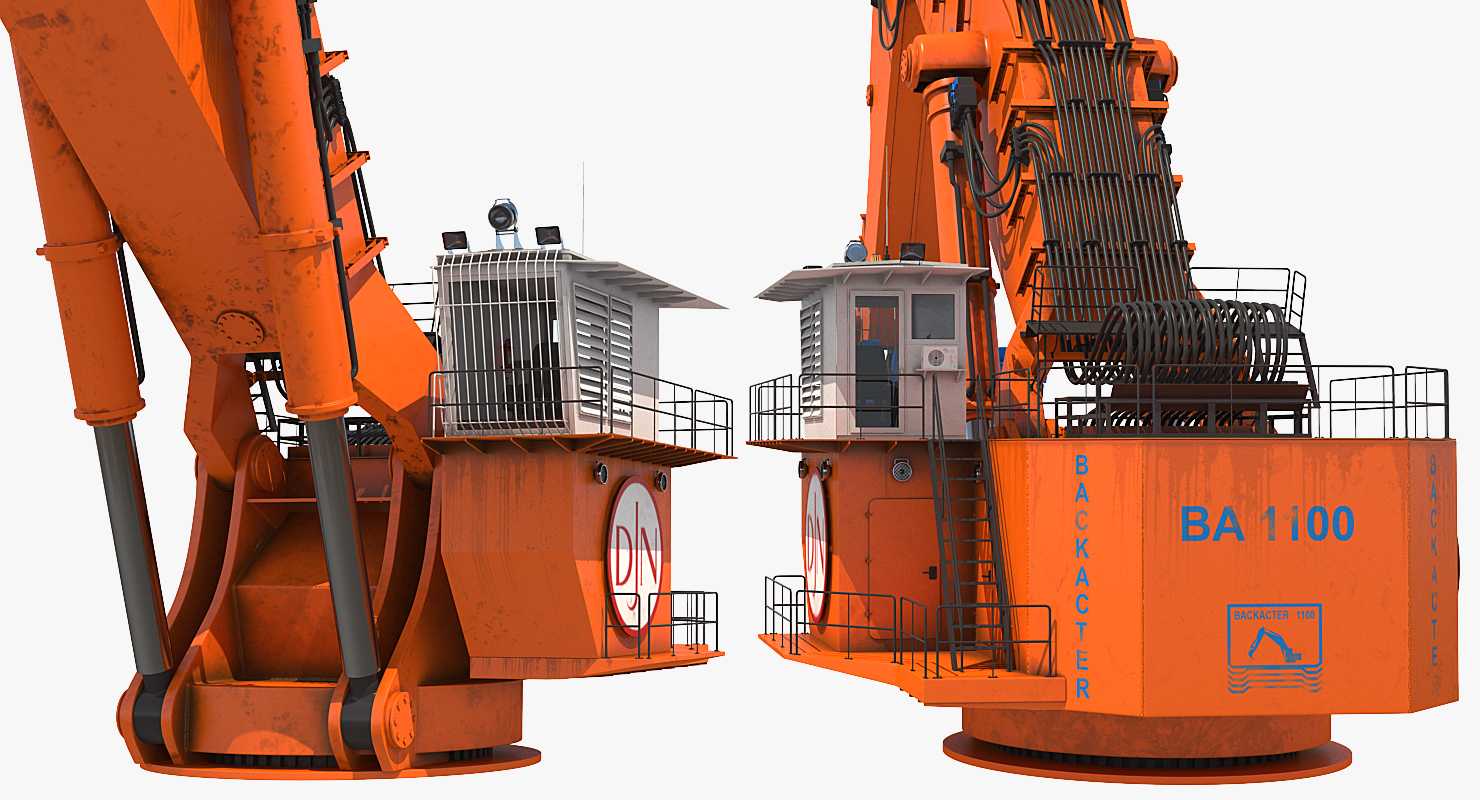 Backhoe Dredger Backacter 1100 Rigged 3D