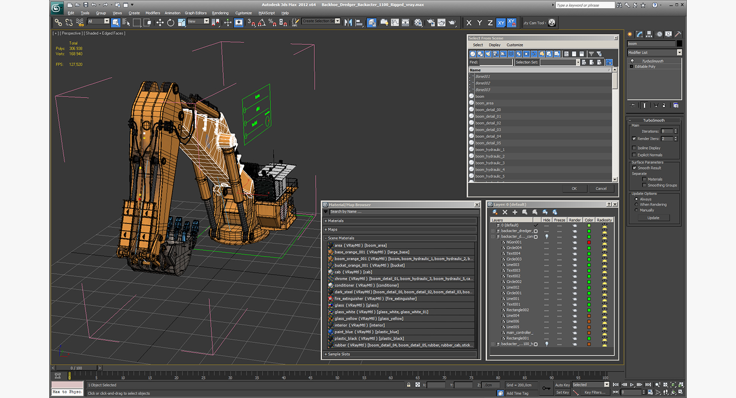 Backhoe Dredger Backacter 1100 Rigged 3D