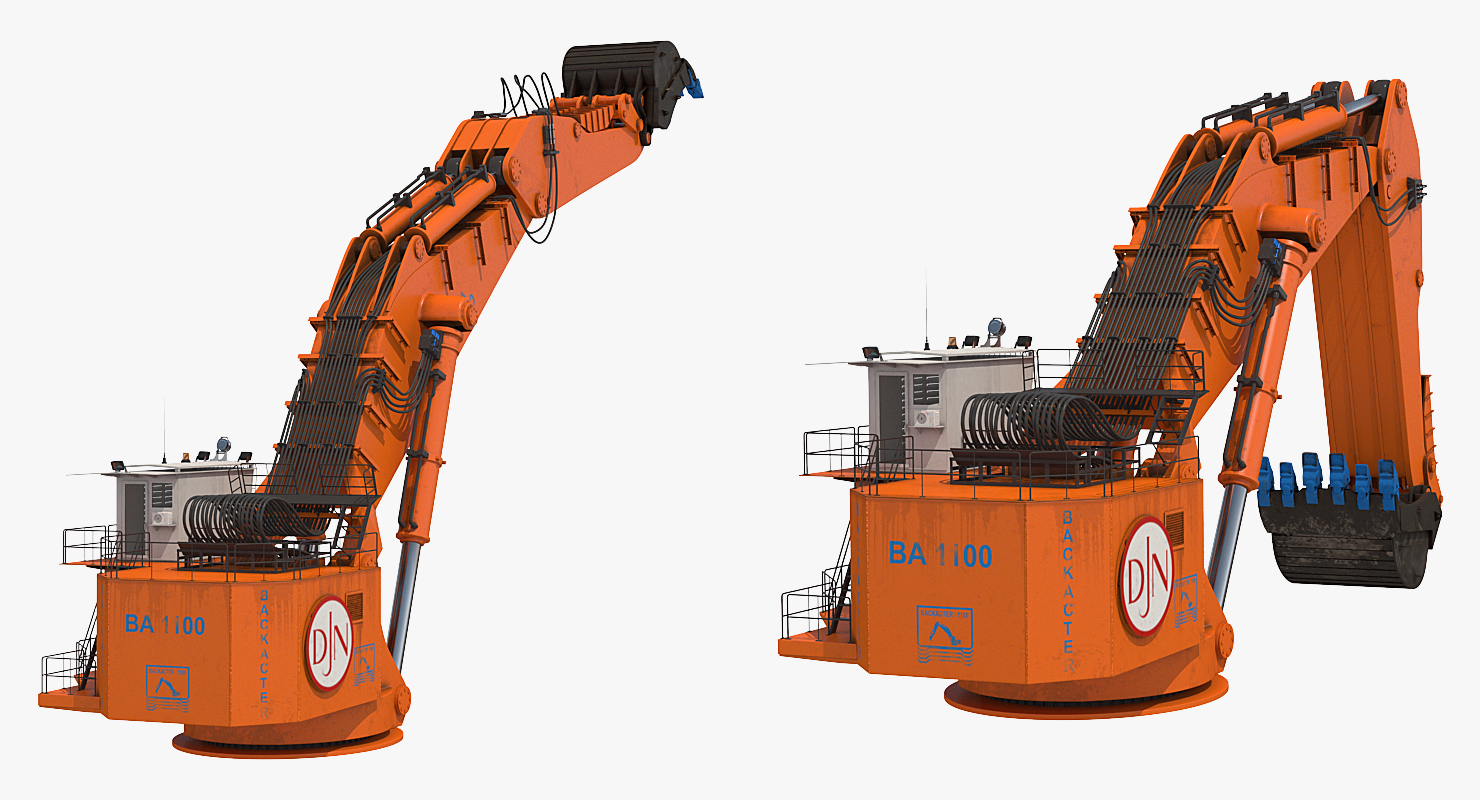Backhoe Dredger Backacter 1100 Rigged 3D