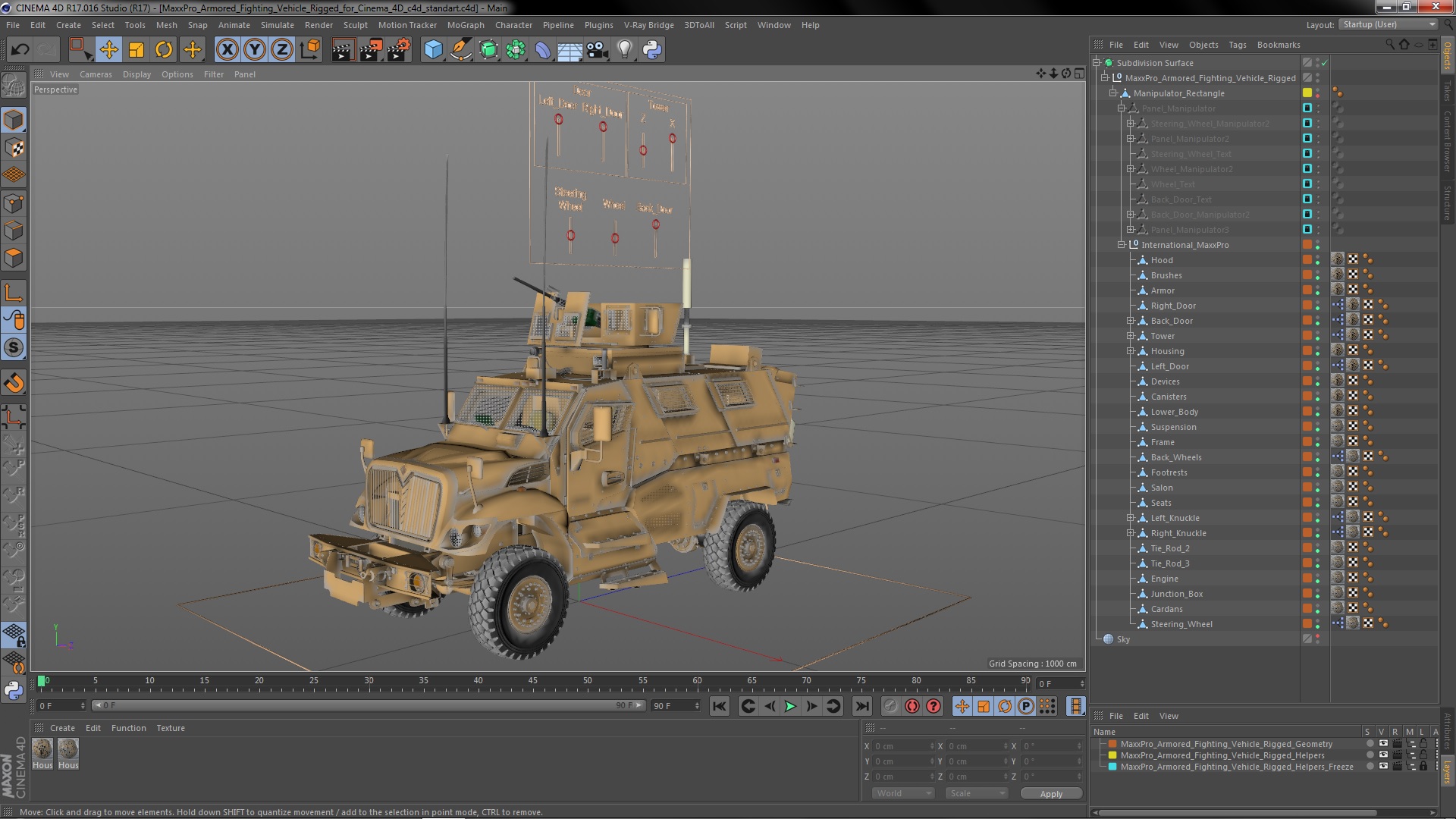 3D MaxxPro Armored Fighting Vehicle Rigged for Cinema 4D model