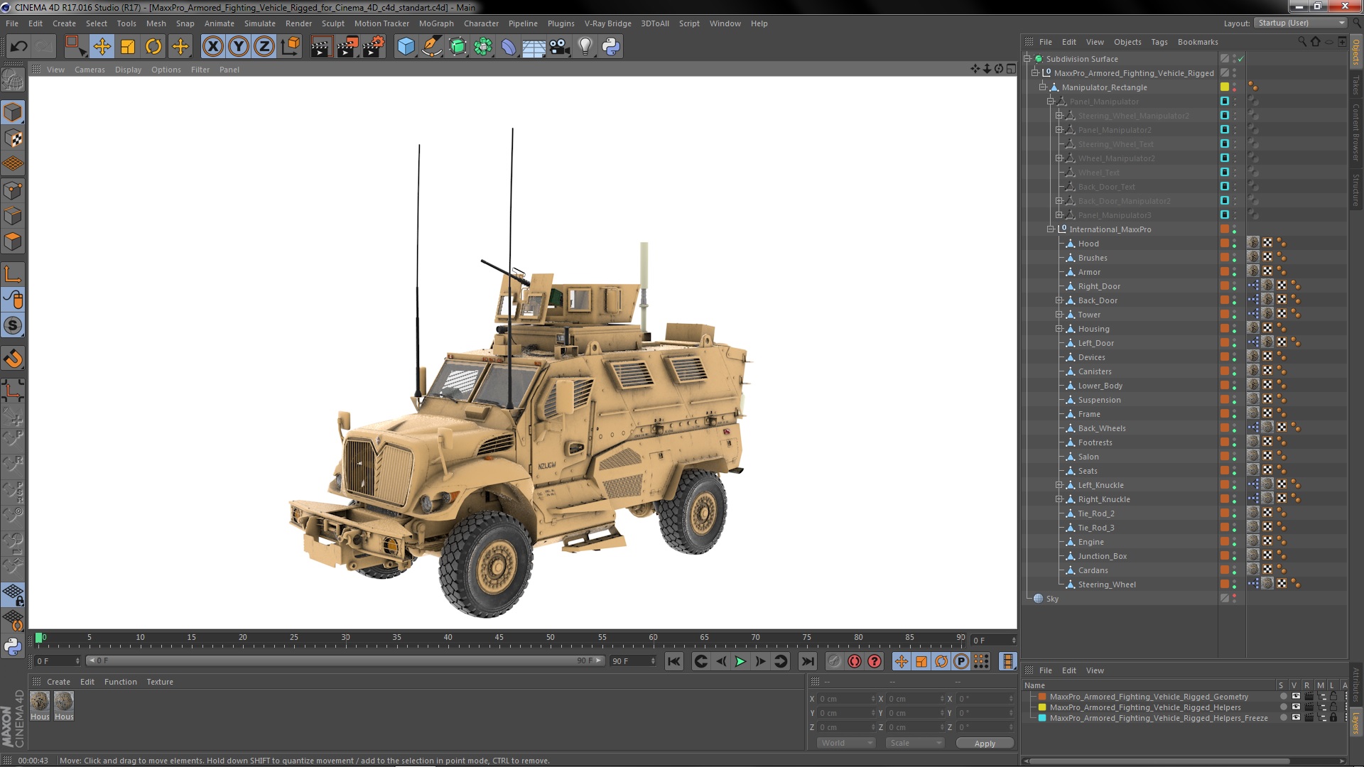 3D MaxxPro Armored Fighting Vehicle Rigged for Cinema 4D model