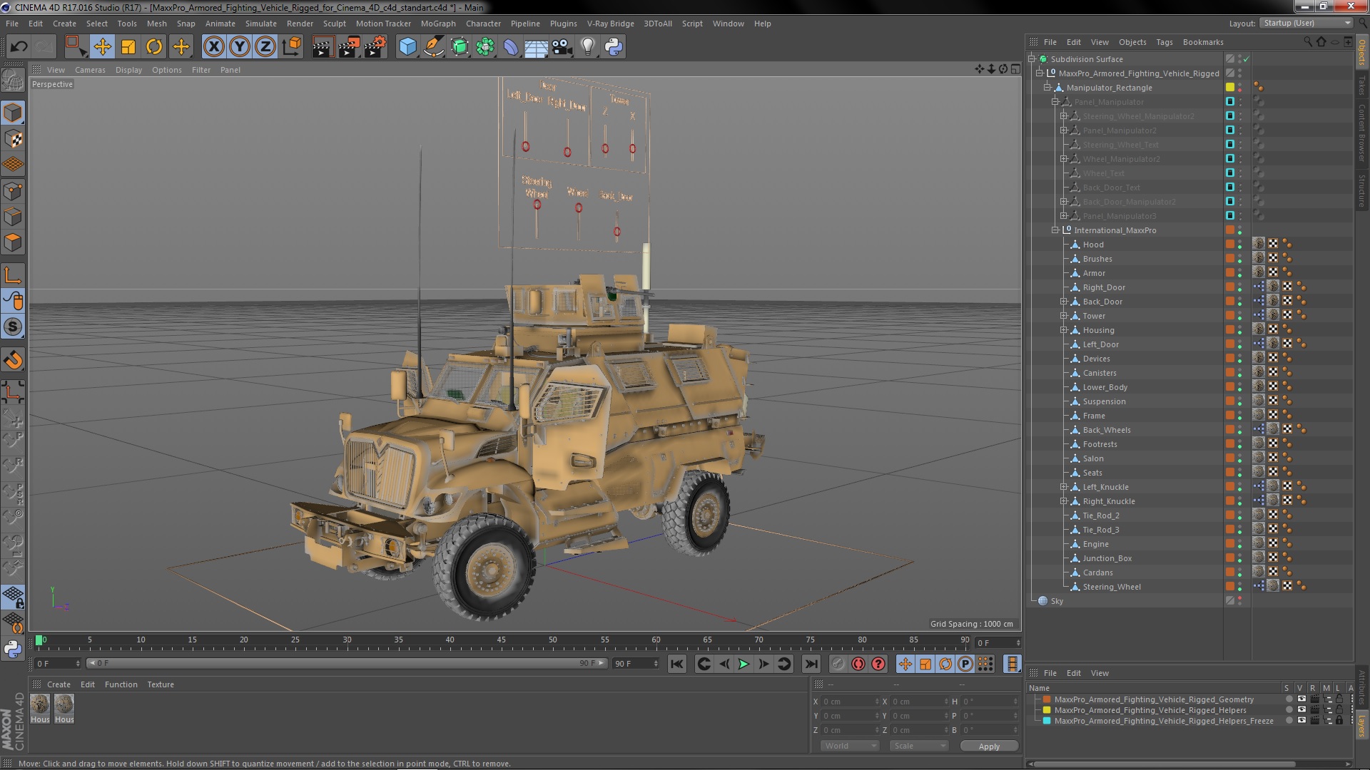 3D MaxxPro Armored Fighting Vehicle Rigged for Cinema 4D model