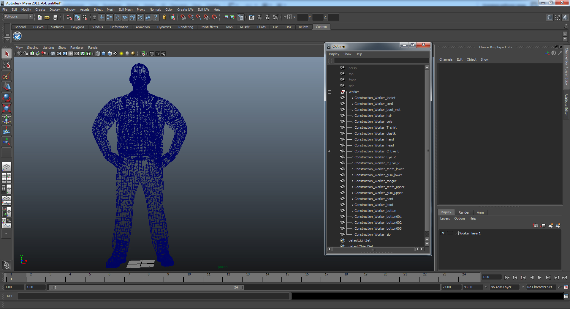 Factory Worker Orange Overalls Standing Pose 3D model