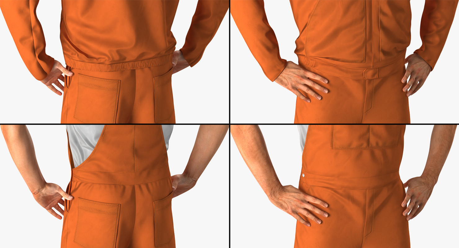 Factory Worker Orange Overalls Standing Pose 3D model