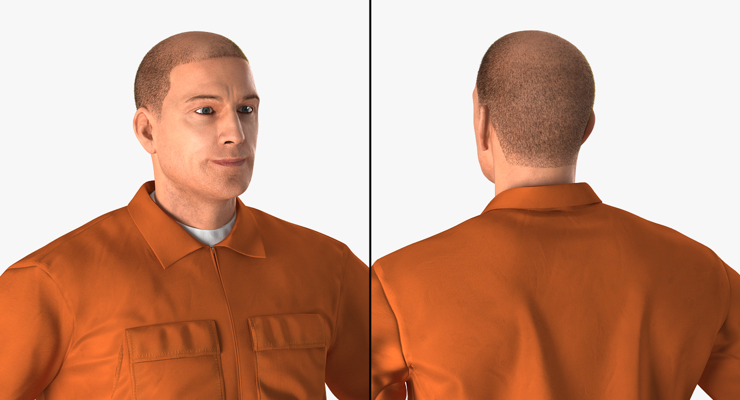 Factory Worker Orange Overalls Standing Pose 3D model