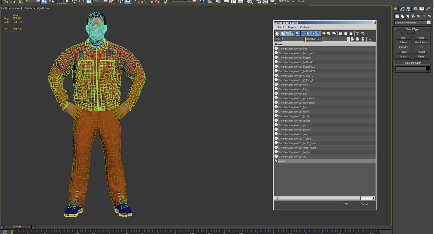 Factory Worker Orange Overalls Standing Pose 3D model
