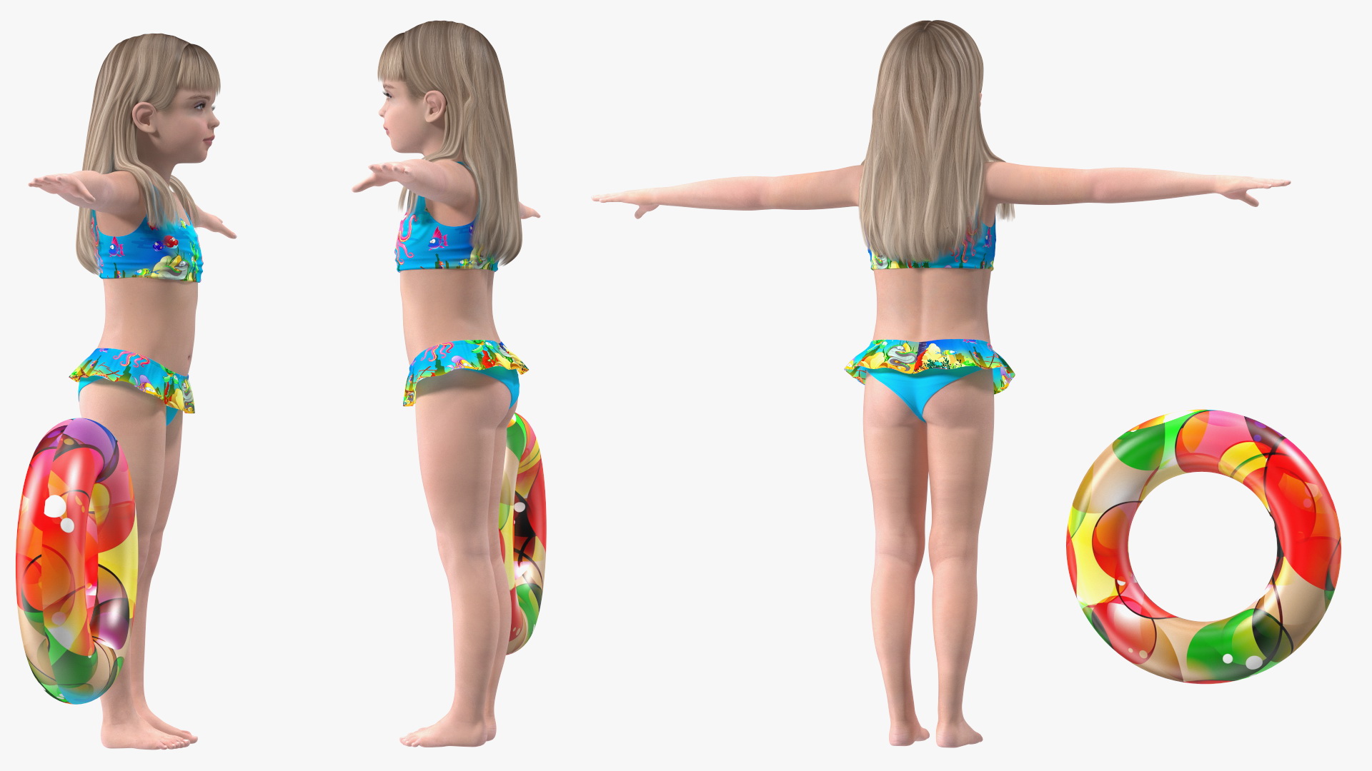 3D Child Girl Beach Style Rigged for Cinema 4D model