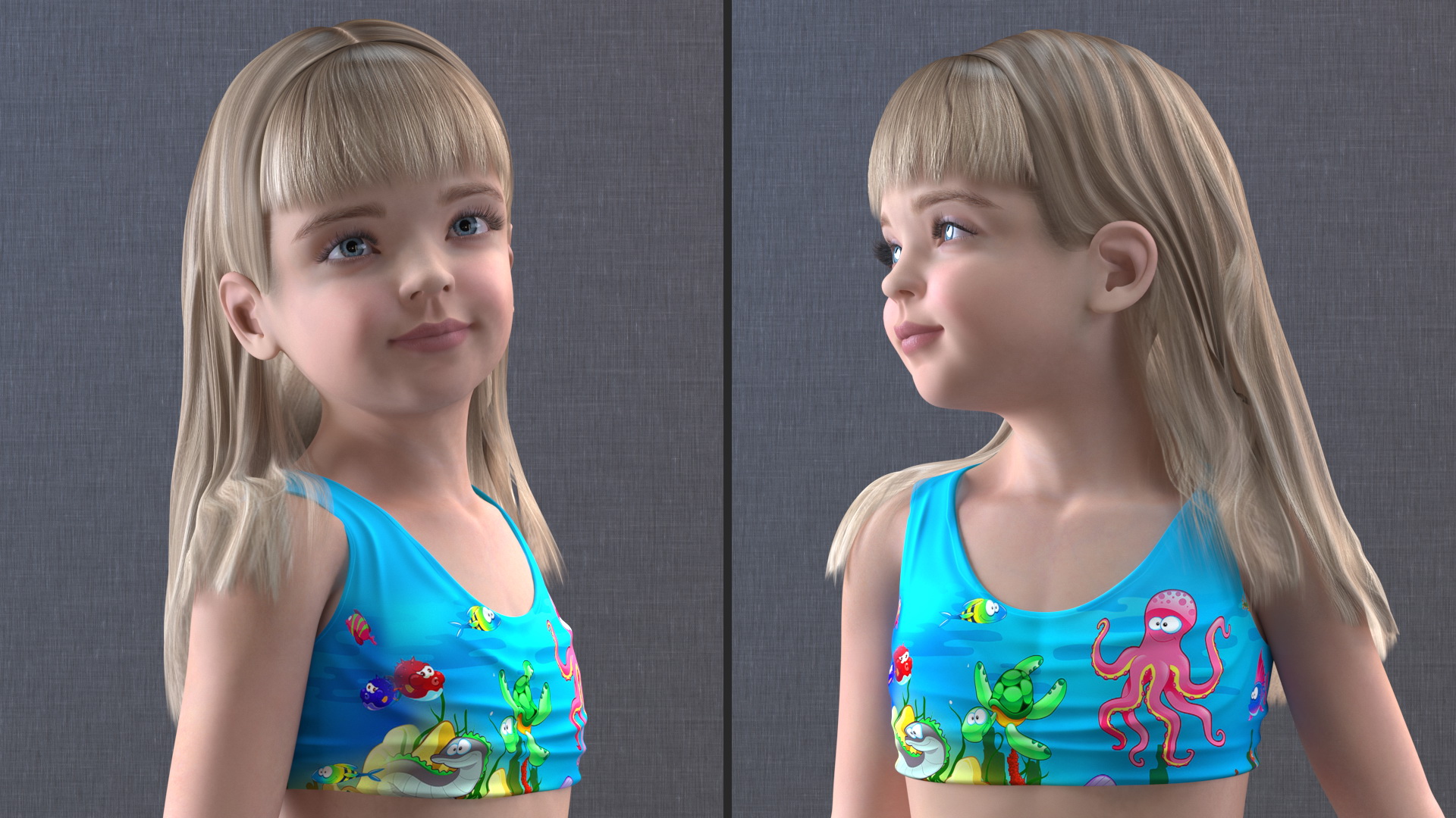 3D Child Girl Beach Style Rigged for Cinema 4D model