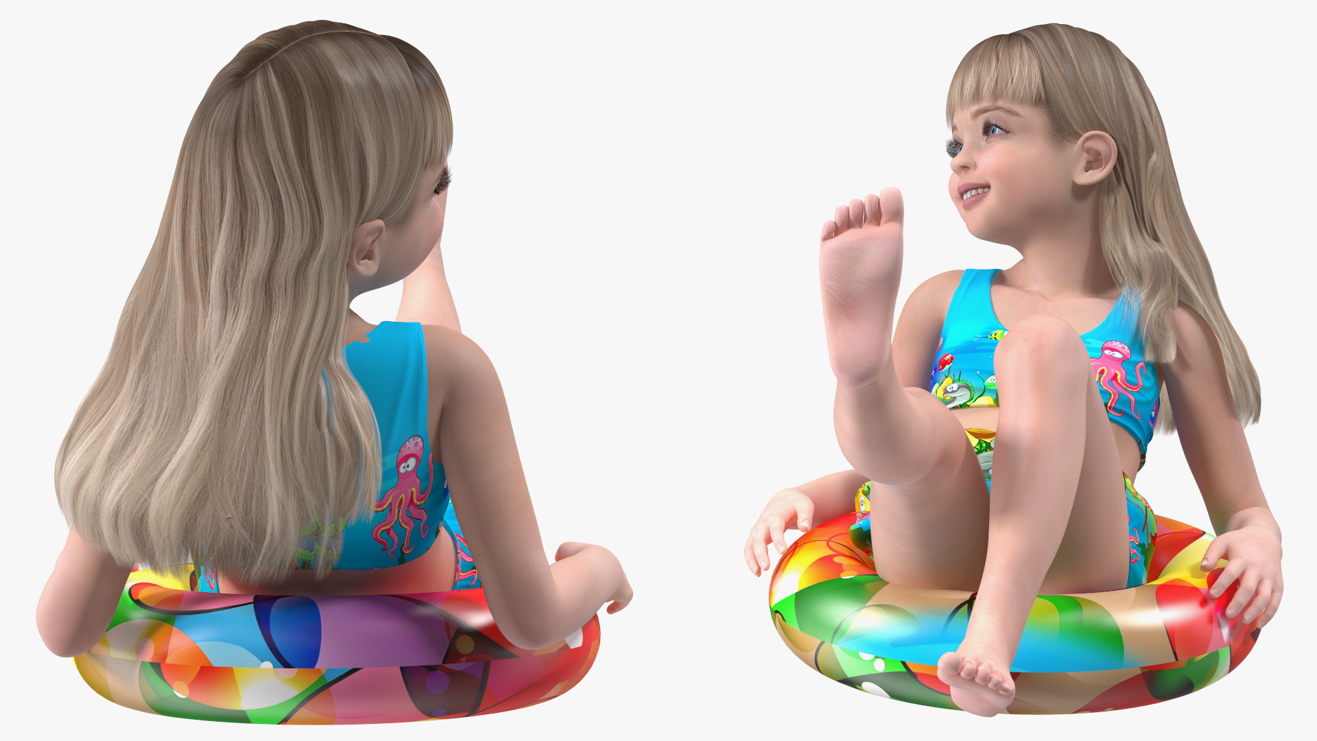 3D Child Girl Beach Style Rigged for Cinema 4D model