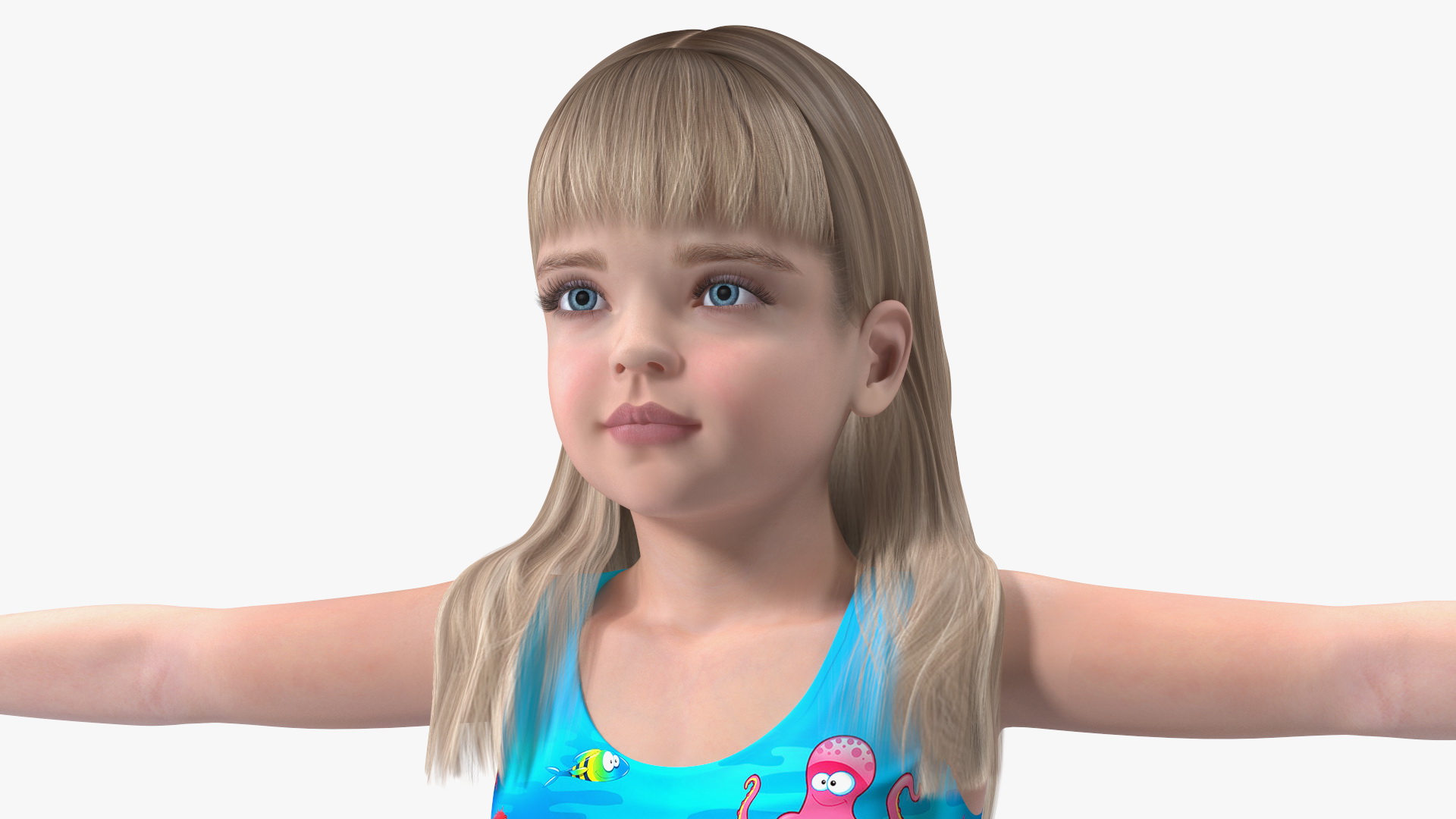 3D Child Girl Beach Style Rigged for Cinema 4D model