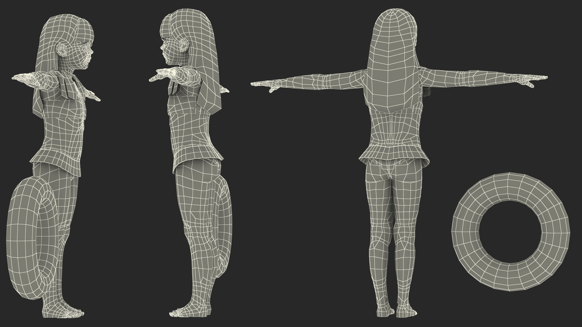 3D Child Girl Beach Style Rigged for Cinema 4D model