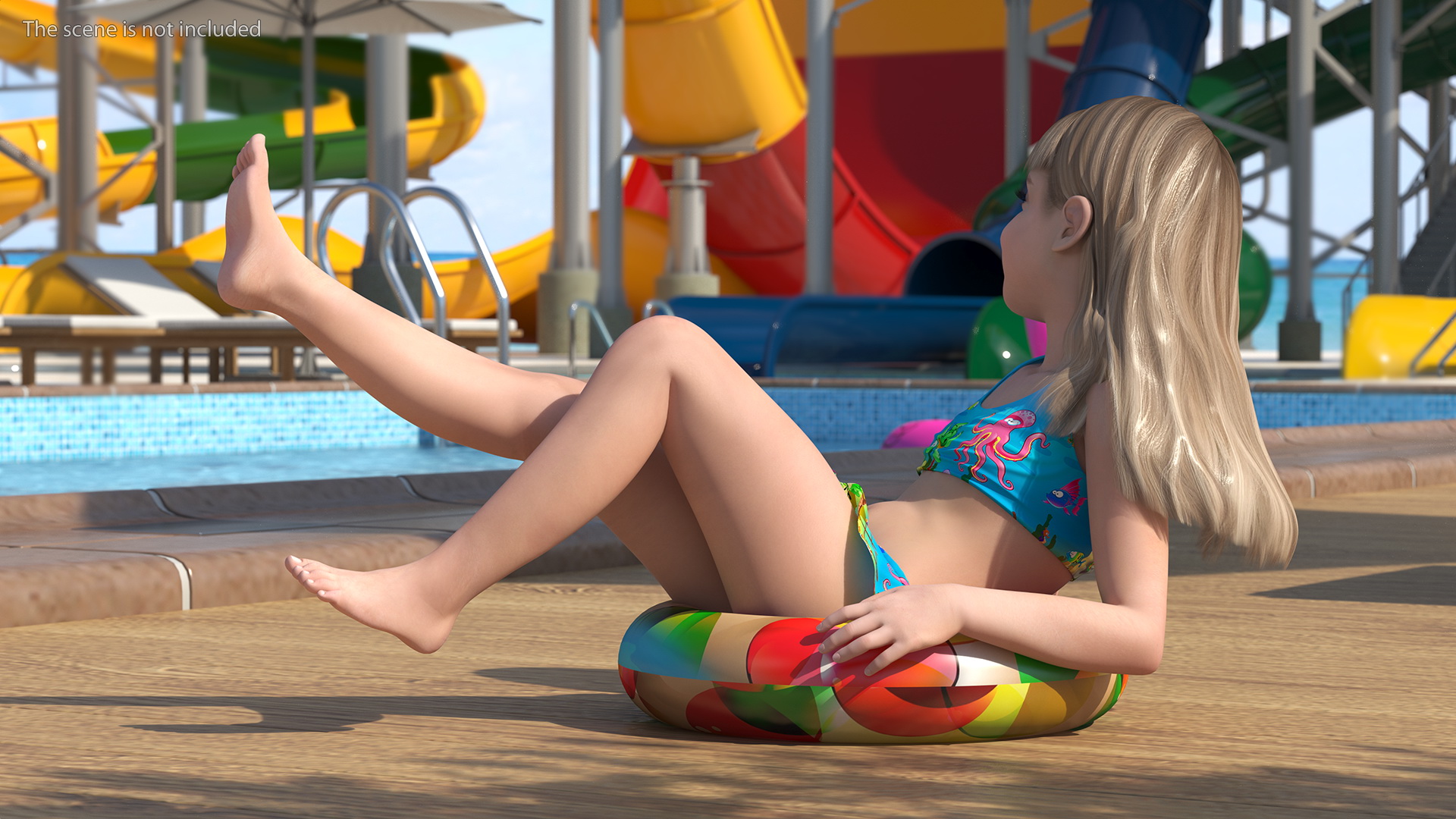 3D Child Girl Beach Style Rigged for Cinema 4D model