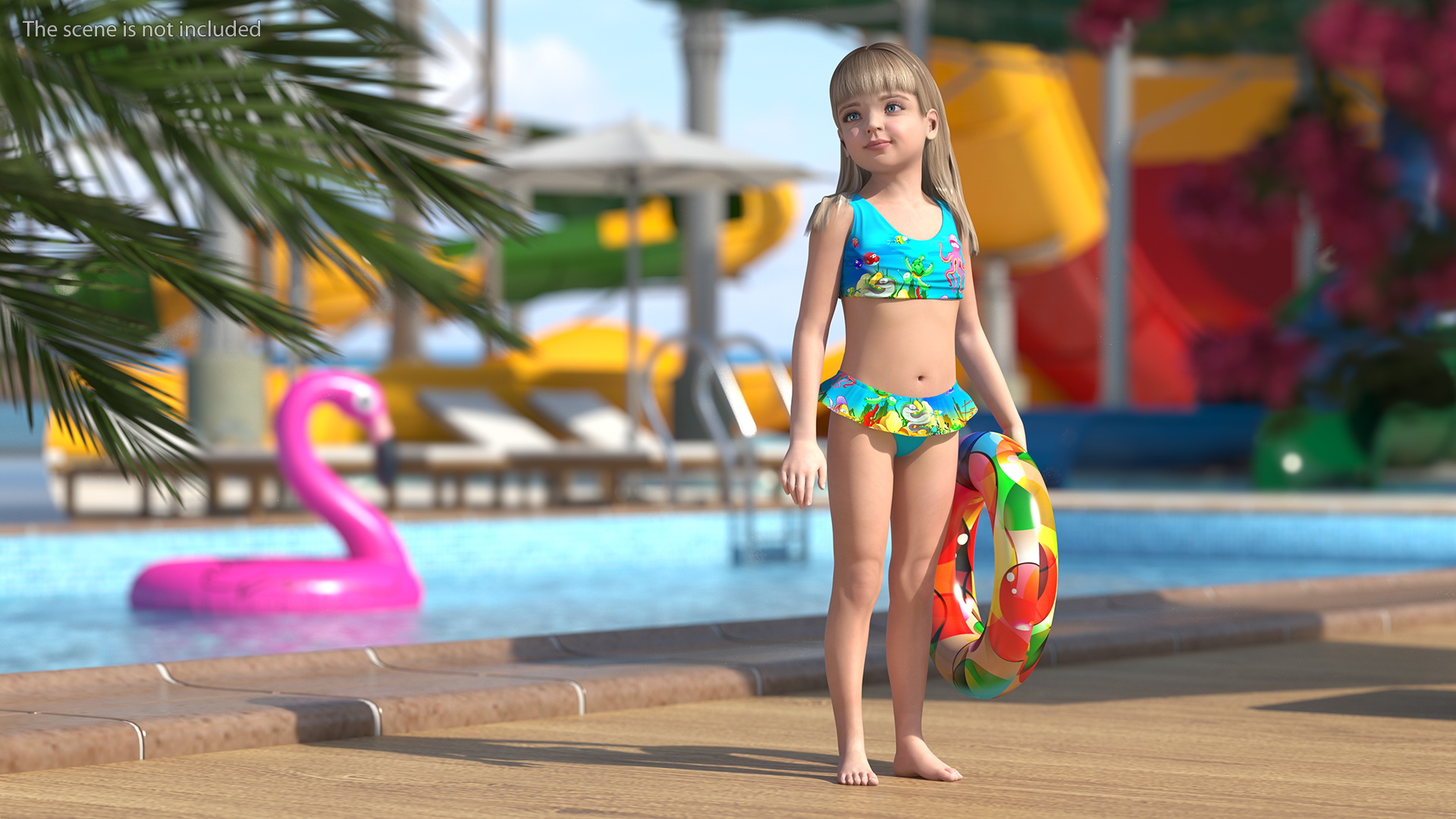 3D Child Girl Beach Style Rigged for Cinema 4D model