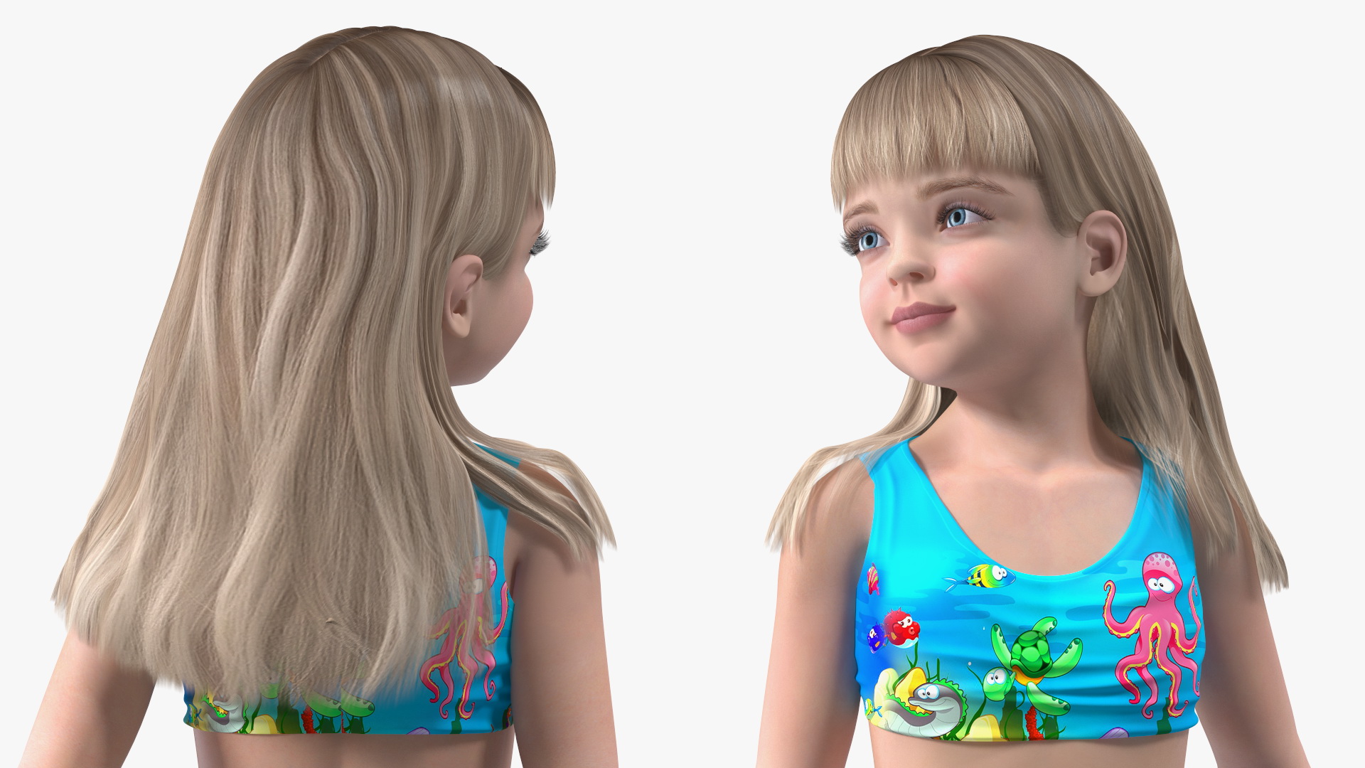 3D Child Girl Beach Style Rigged for Cinema 4D model