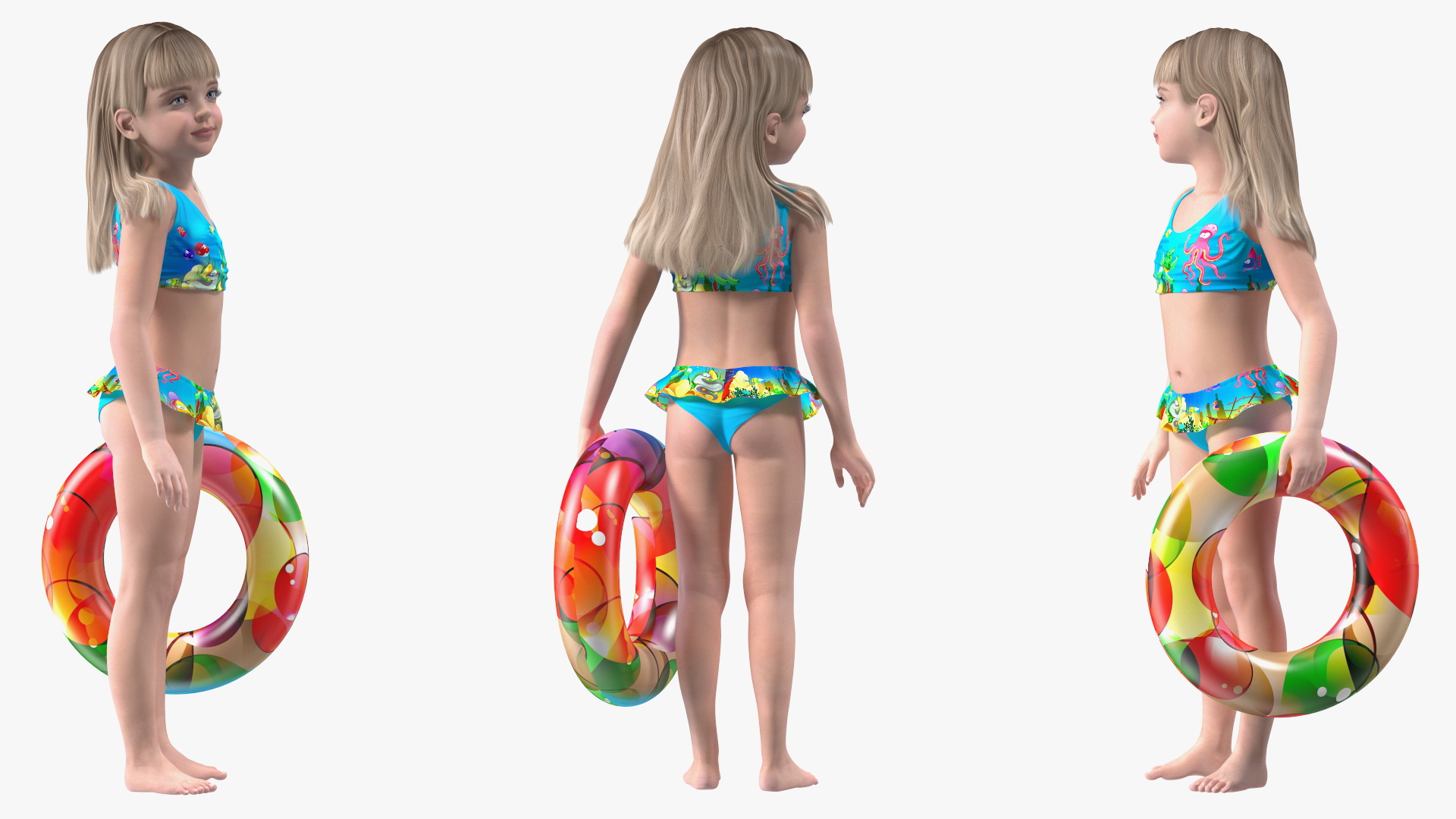 3D Child Girl Beach Style Rigged for Cinema 4D model