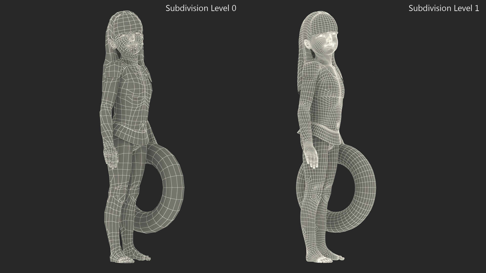 3D Child Girl Beach Style Rigged for Cinema 4D model