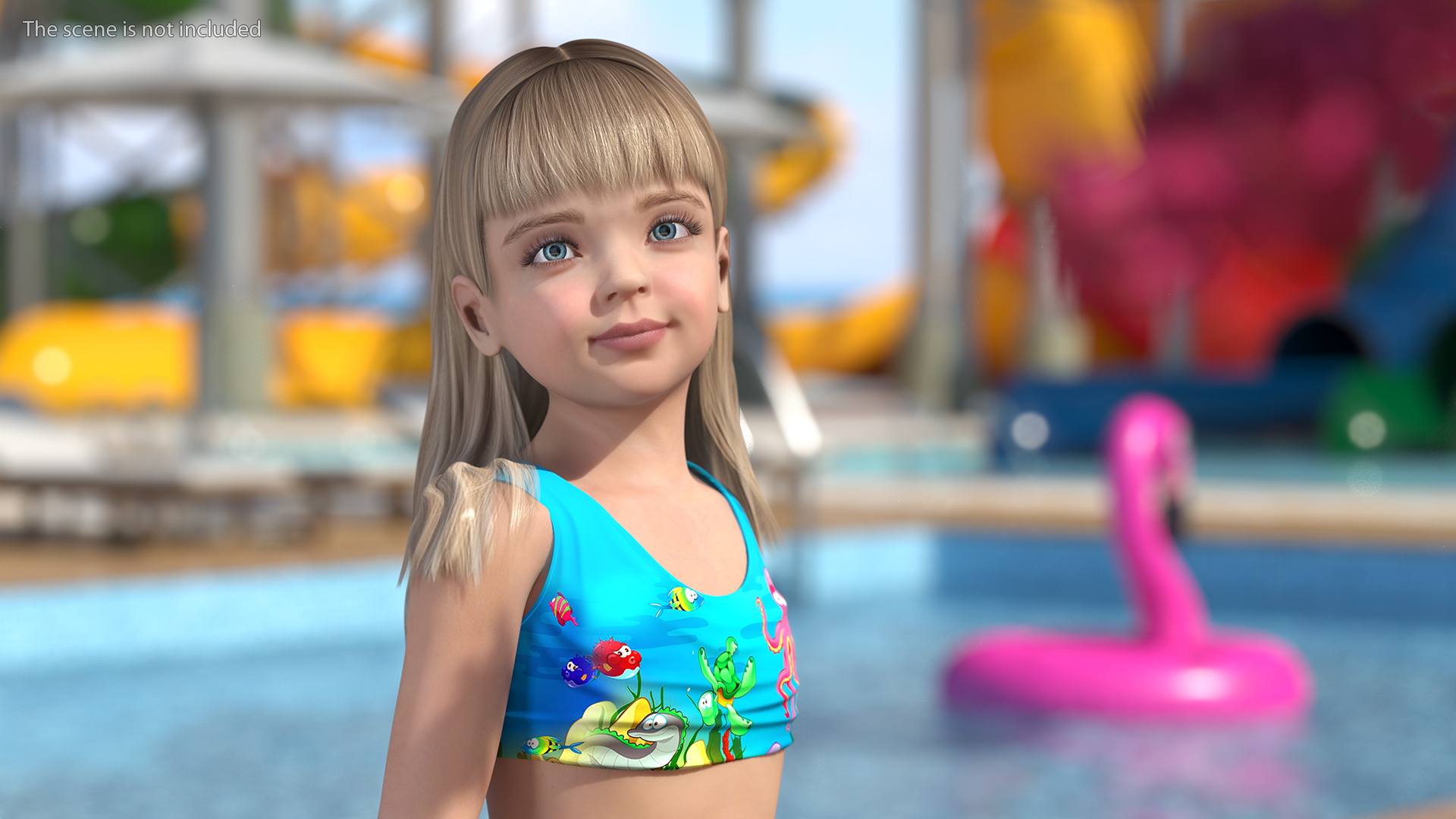 3D Child Girl Beach Style Rigged for Cinema 4D model