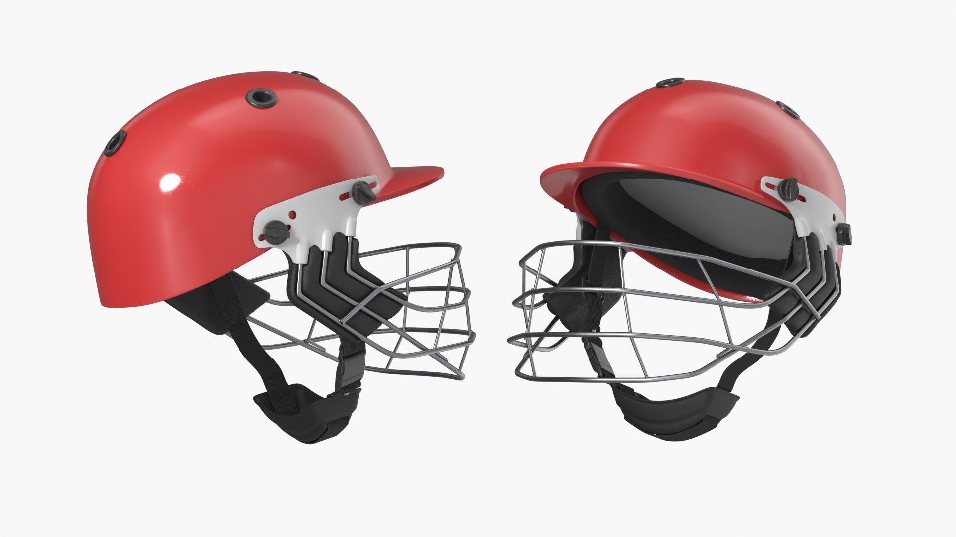 Cricket Helmet on Man Head with Face Guard, view 4