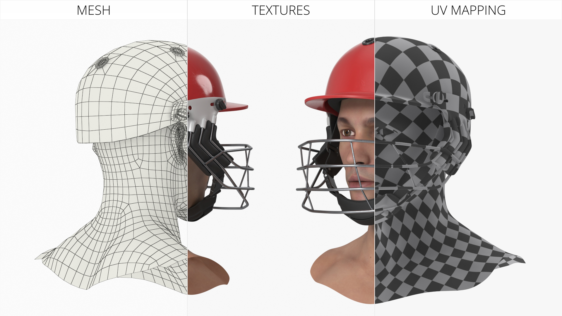 Cricket Helmet on Man Head with Face Guard, view 5