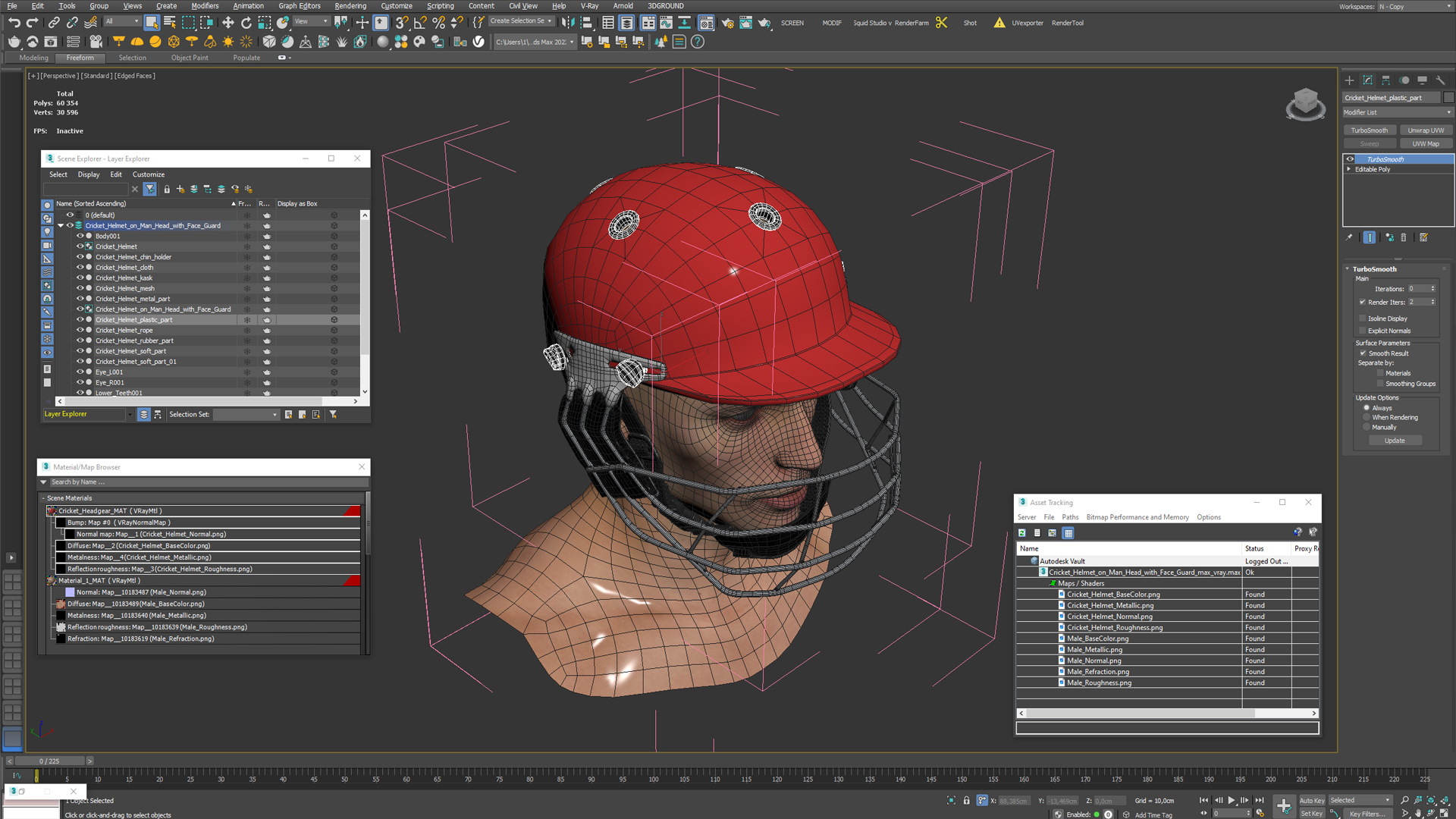 Cricket Helmet on Man Head with Face Guard, view 11