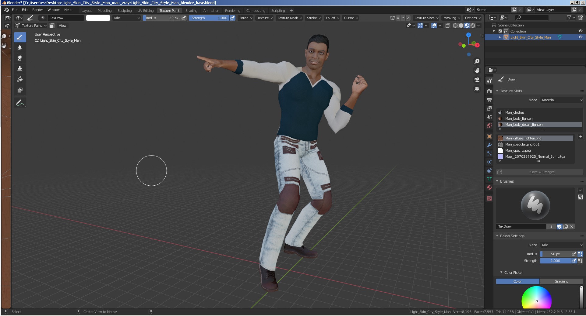 3D model Light Skin City Style Man