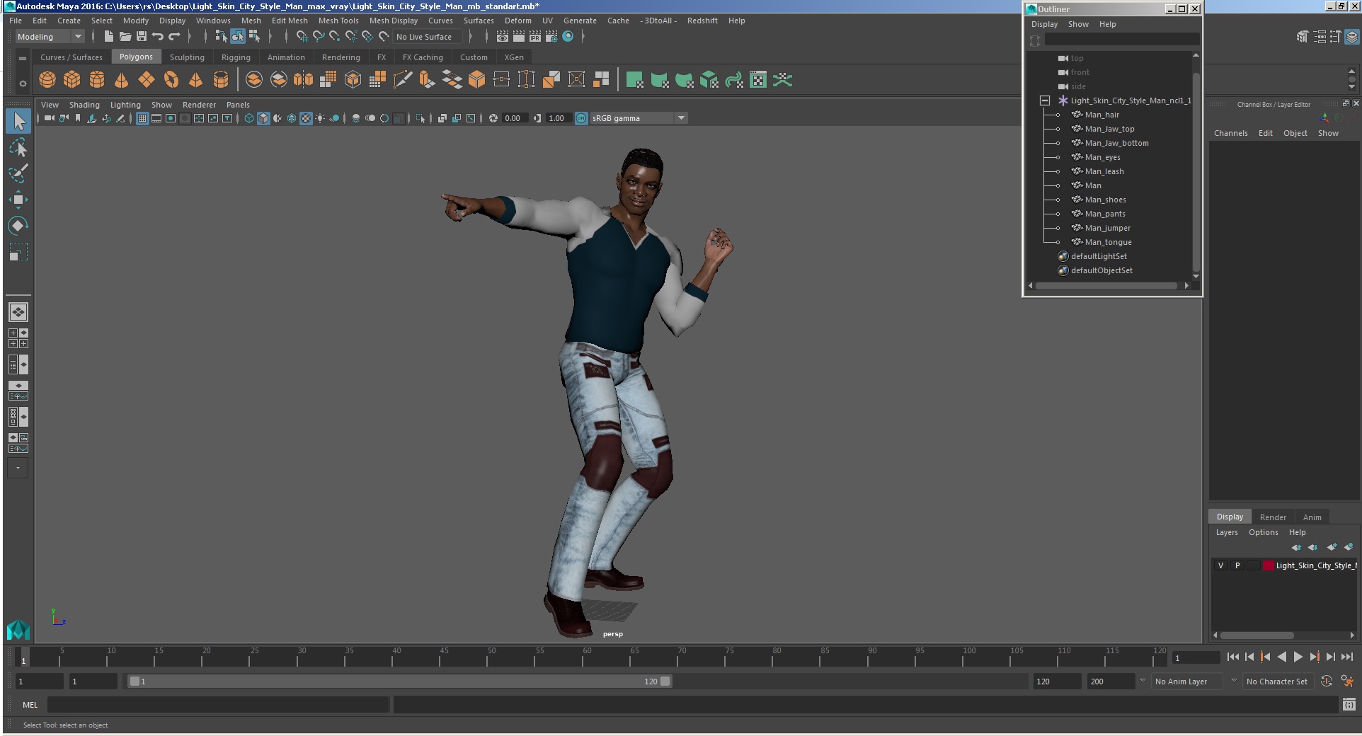 3D model Light Skin City Style Man