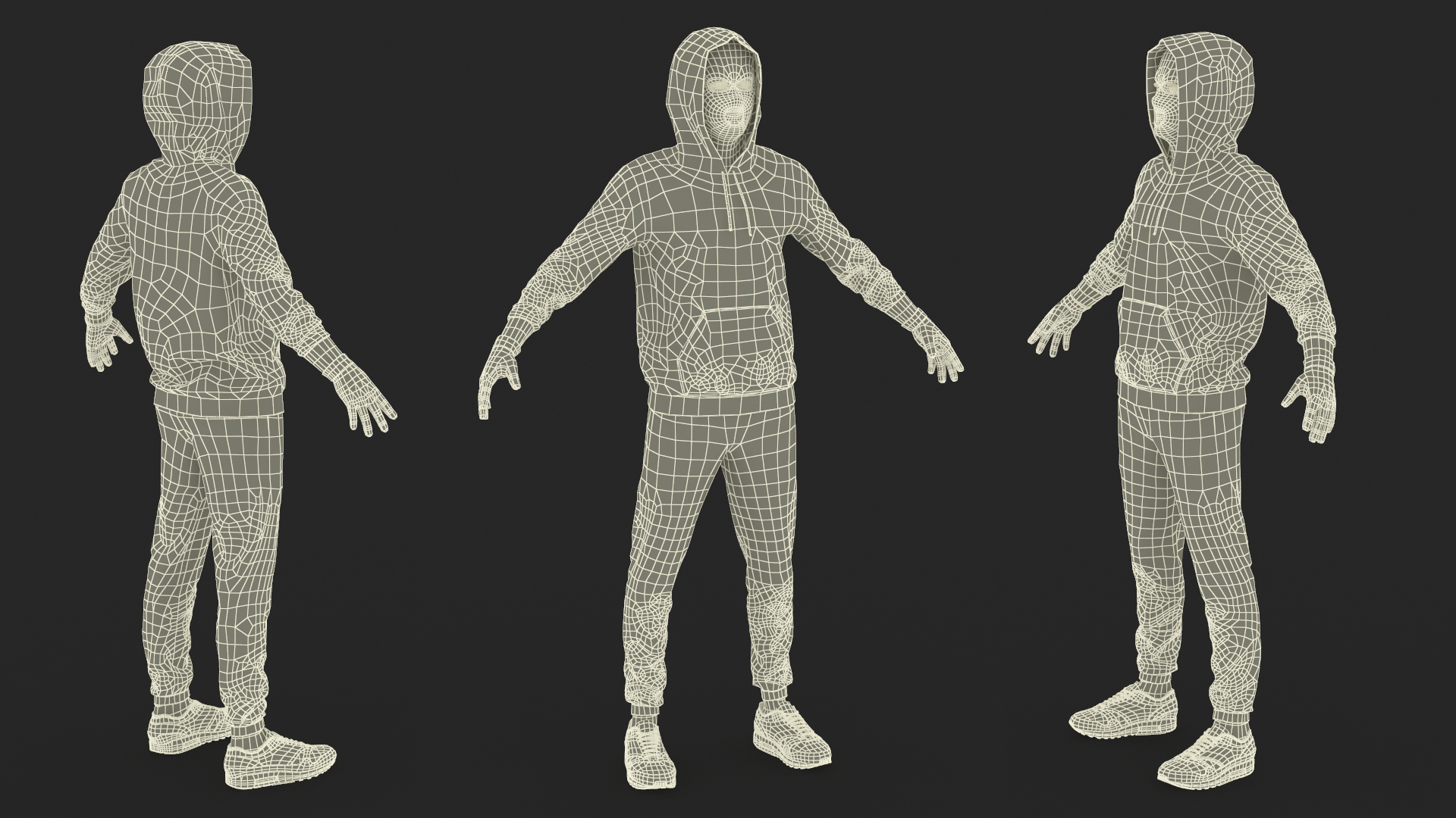 3D model Robber Wearing Mask and Hood Rigged