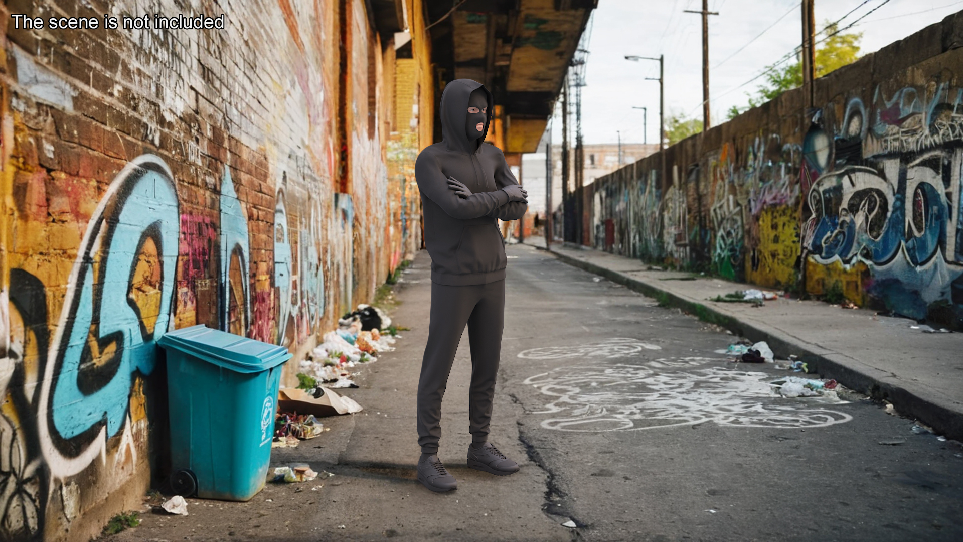 3D model Robber Wearing Mask and Hood Rigged