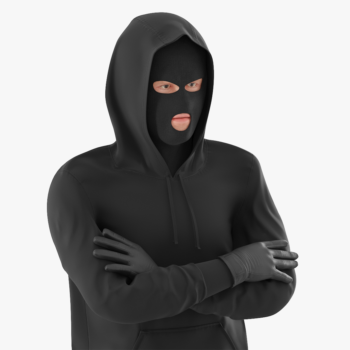 3D model Robber Wearing Mask and Hood Rigged