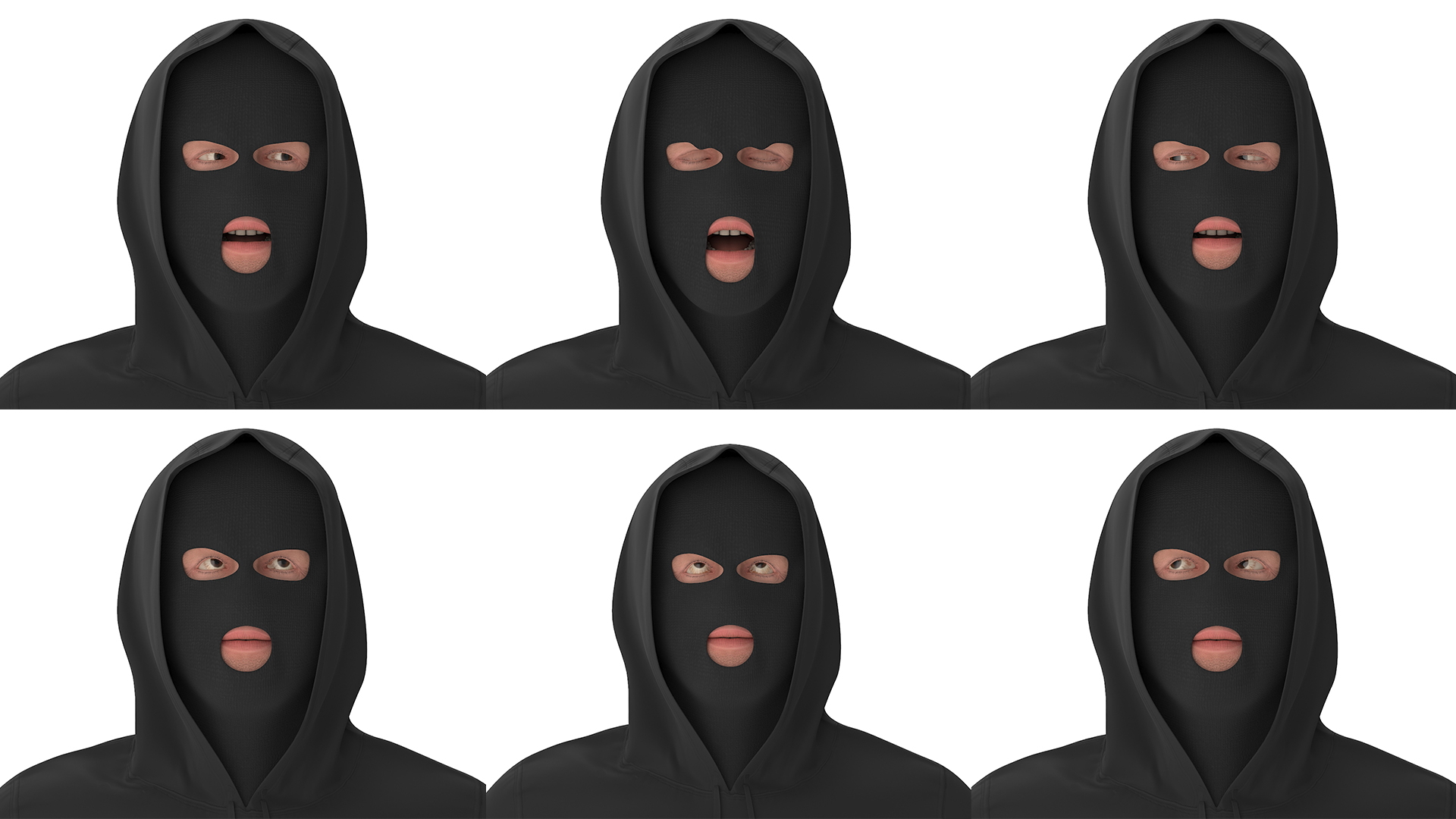 3D model Robber Wearing Mask and Hood Rigged