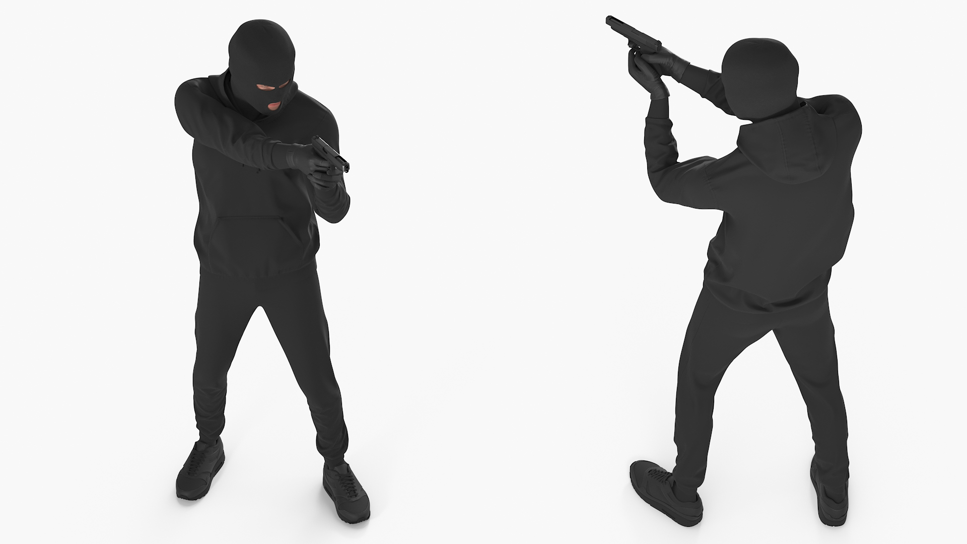 3D model Robber Wearing Mask and Hood Rigged