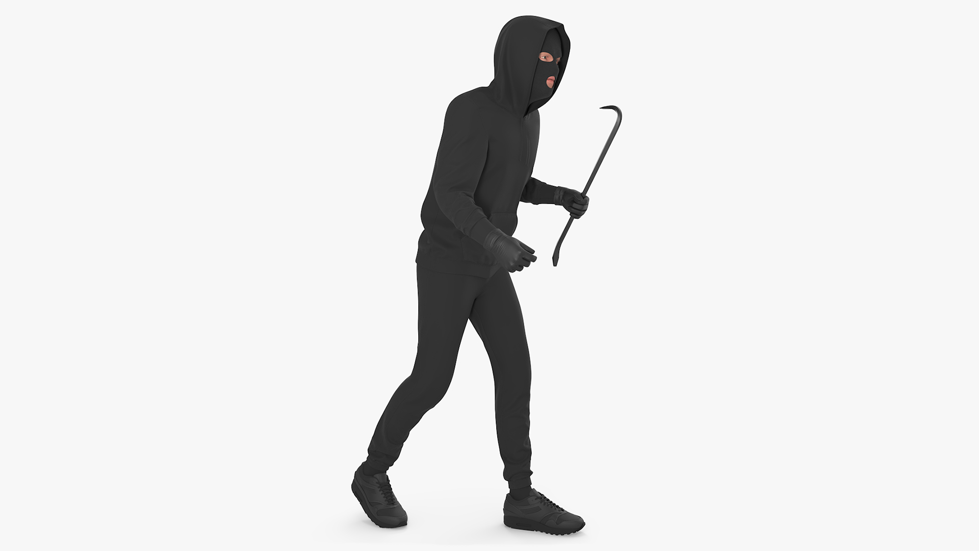 3D model Robber Wearing Mask and Hood Rigged