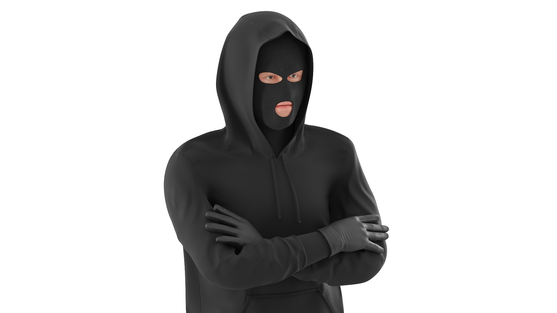 3D model Robber Wearing Mask and Hood Rigged