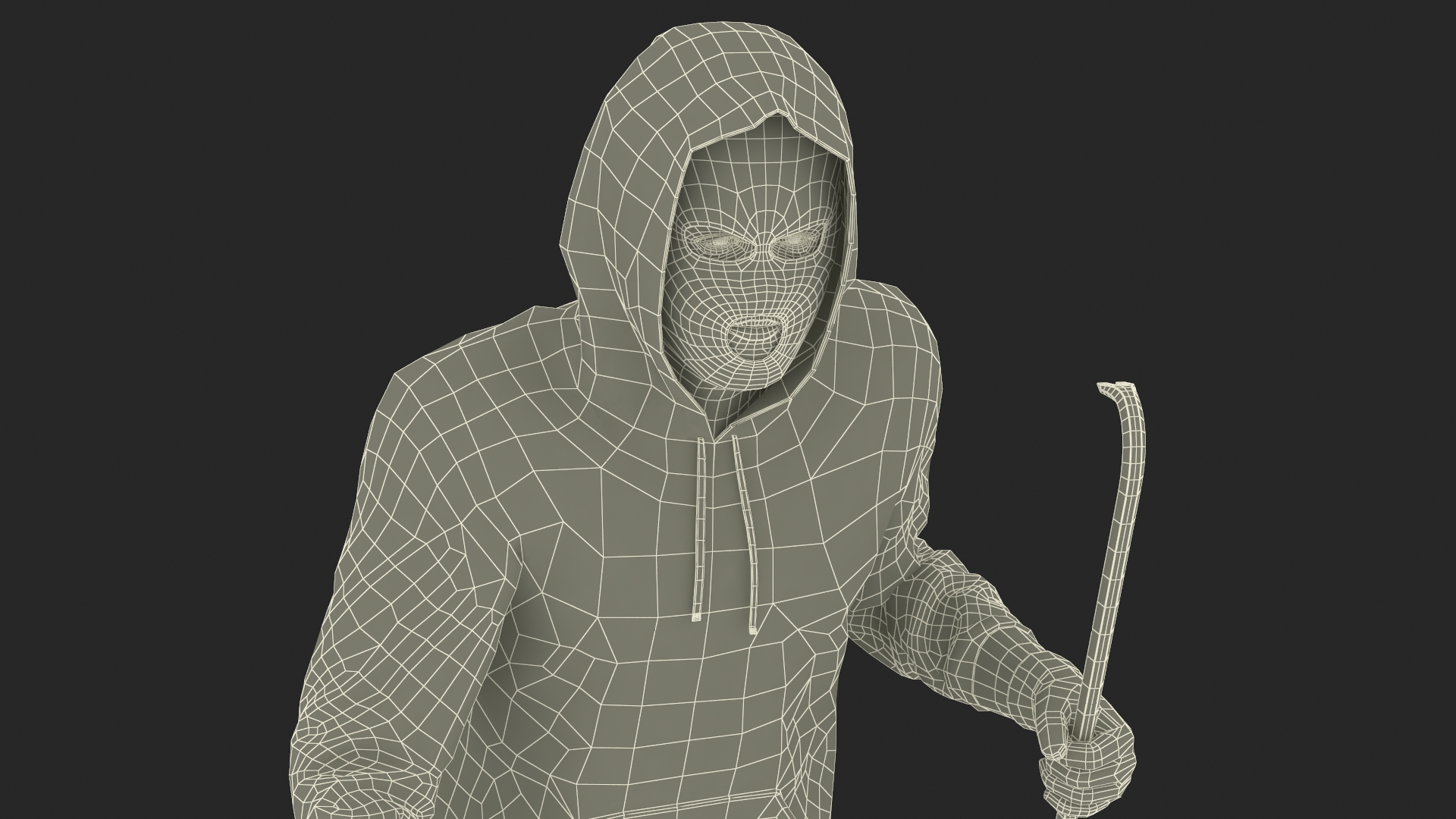 3D model Robber Wearing Mask and Hood Rigged