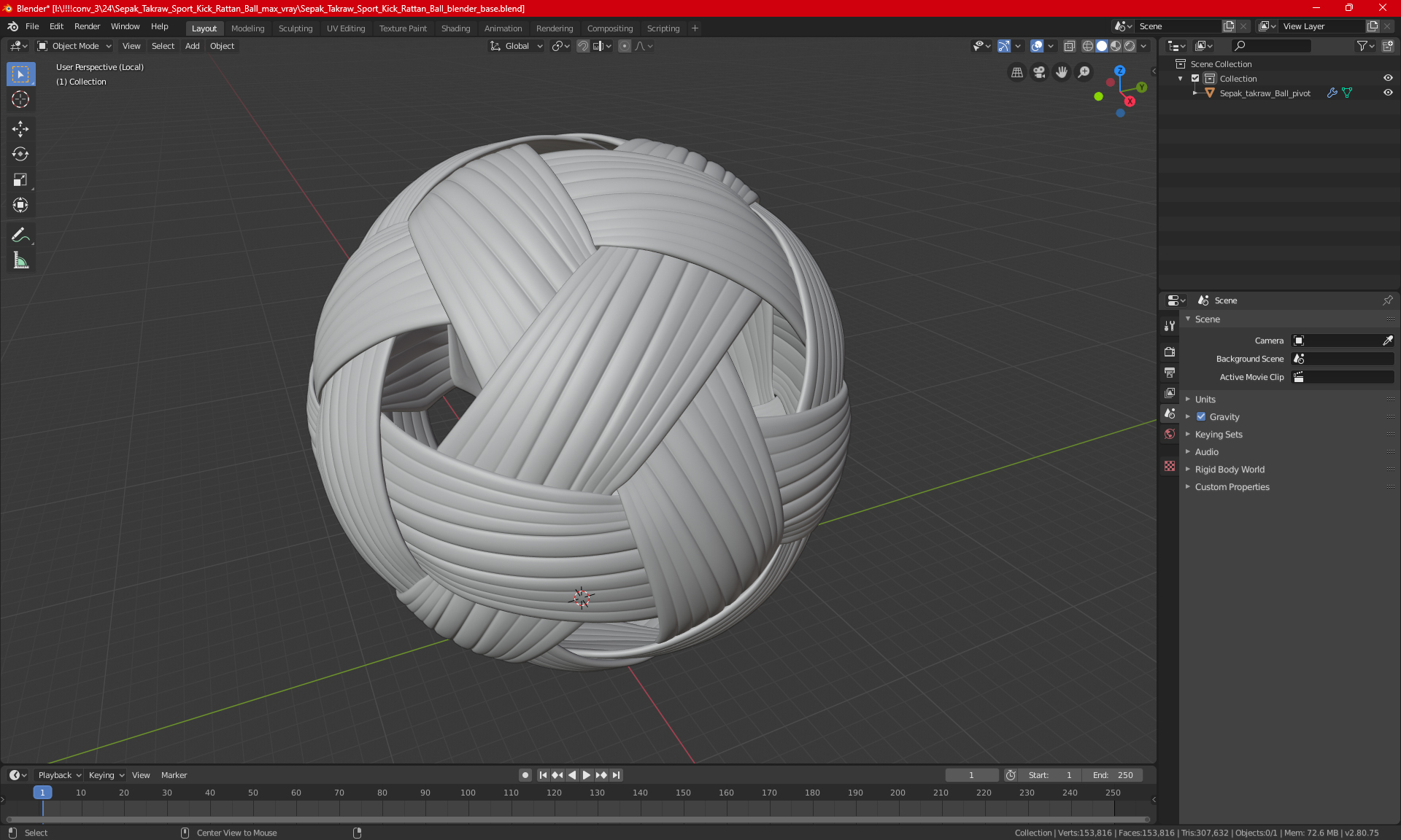 3D model Sepak Takraw Sport Kick Rattan Ball