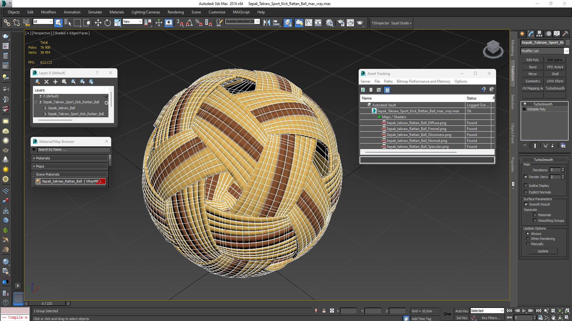 3D model Sepak Takraw Sport Kick Rattan Ball