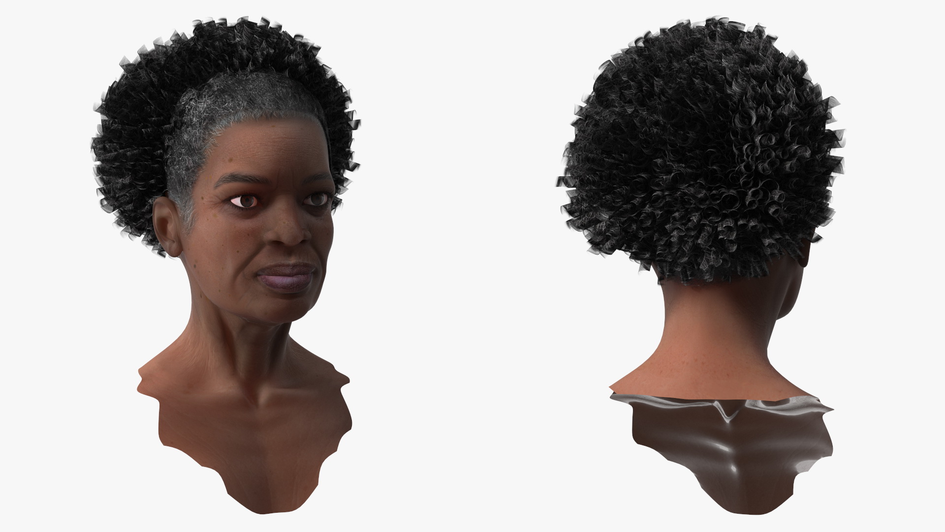 3D Afro American Grandma Head
