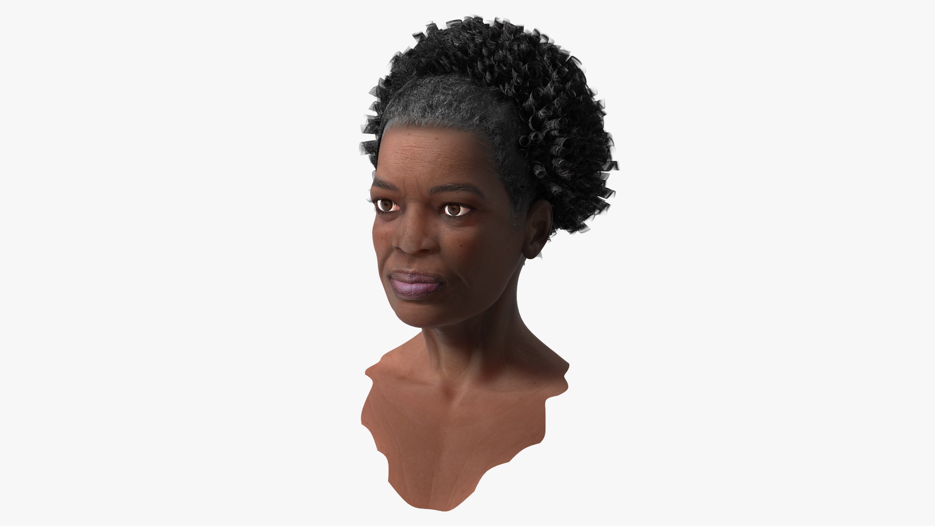 3D Afro American Grandma Head