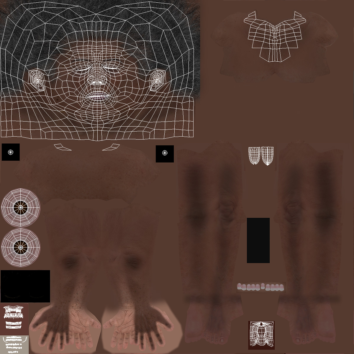 3D Afro American Grandma Head