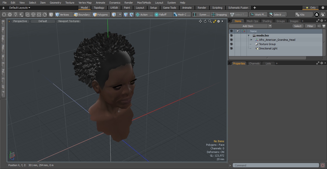3D Afro American Grandma Head