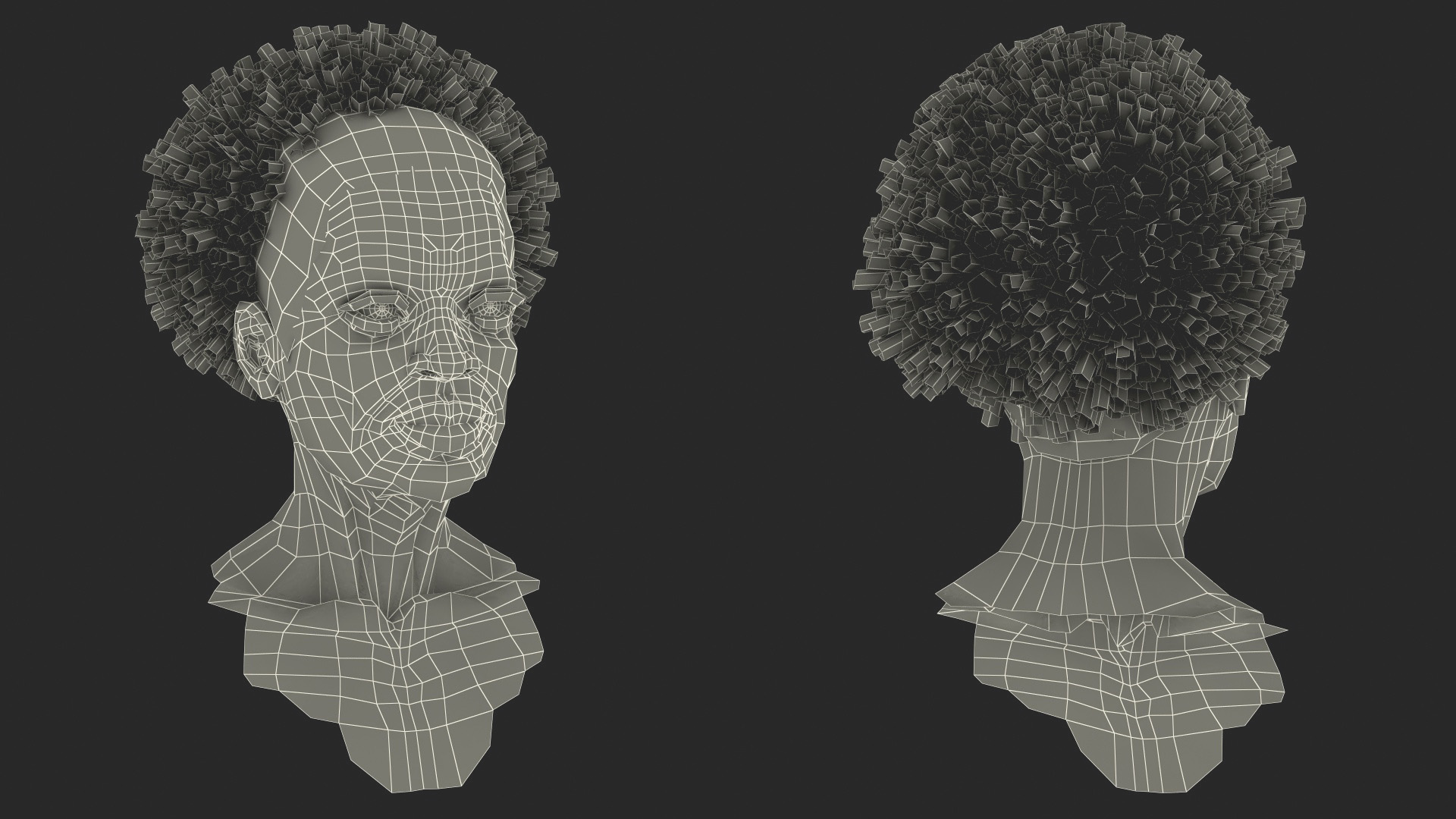 3D Afro American Grandma Head