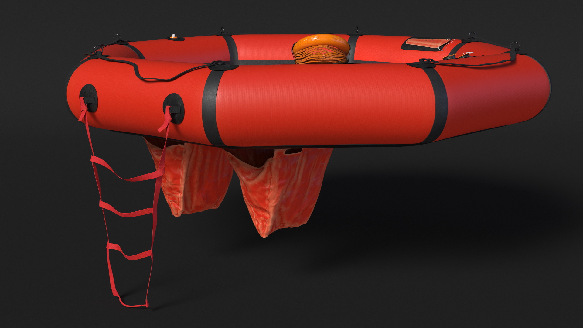 Advanced Life Raft with Extras Red 3D model