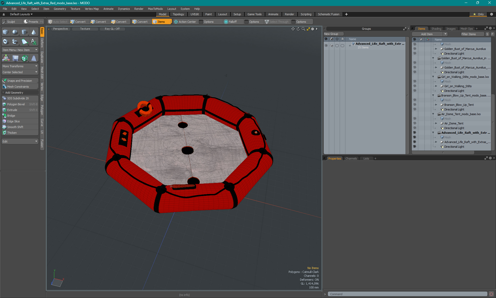 Advanced Life Raft with Extras Red 3D model