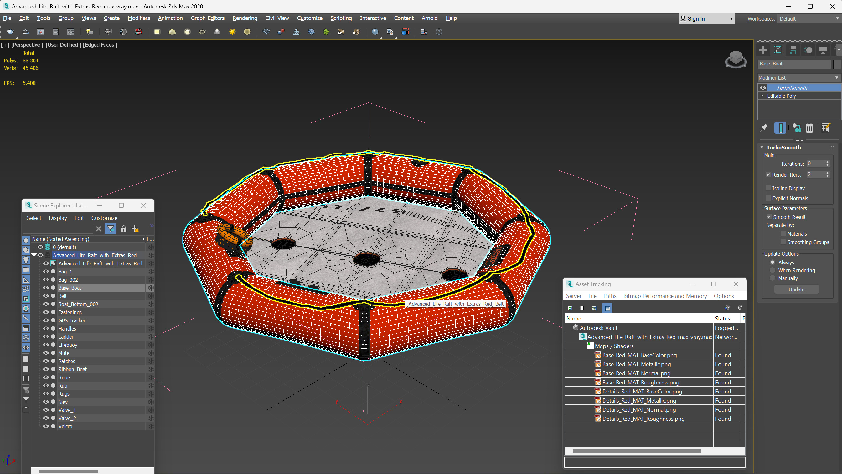Advanced Life Raft with Extras Red 3D model