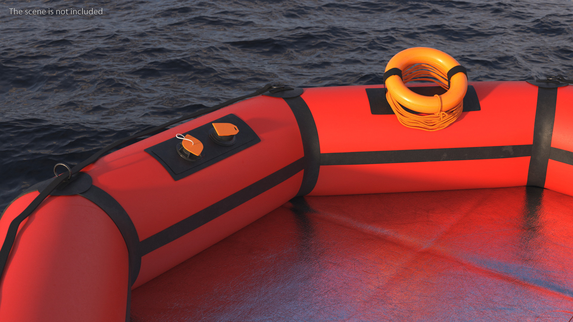 Advanced Life Raft with Extras Red 3D model