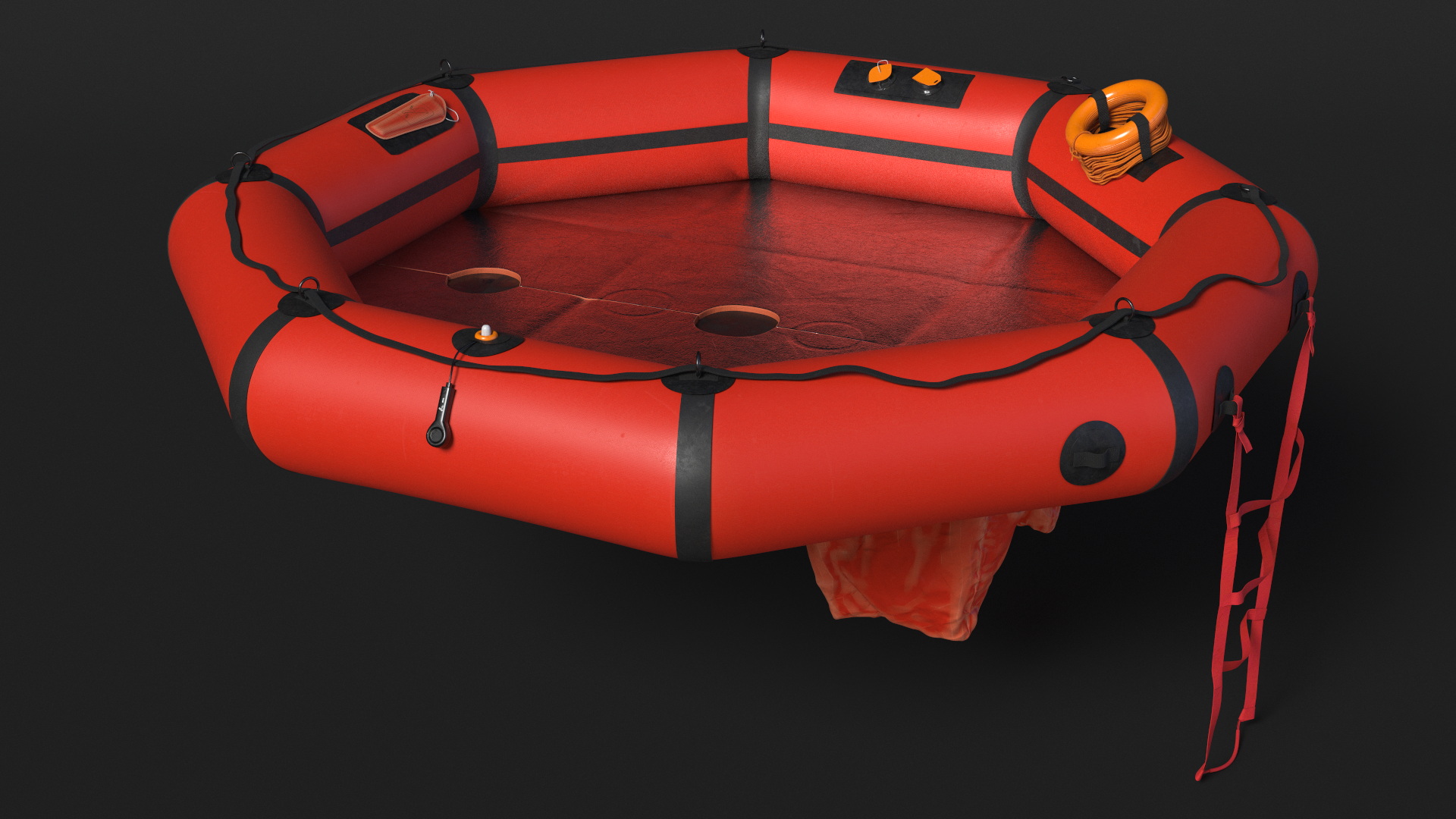 Advanced Life Raft with Extras Red 3D model